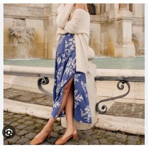 Sezane Tammie Skirt Blue With Ecru - Size 12